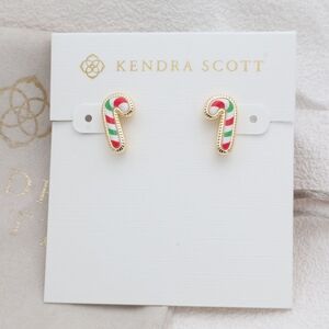 Kendra Scott Candy Cane Gold Stud Earrings Gold NEW